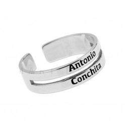 Anillo doble con nombres en plata de ley Anillo doble con nombres en plata de ley