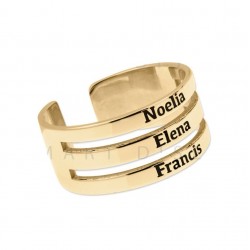 Anillo triple con nombres en plata de ley bañado en oro Anillo triple con nombres en plata de ley bañado en oro