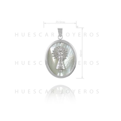 Colgante de plata con base de nacar ( Virgen del Pilar)