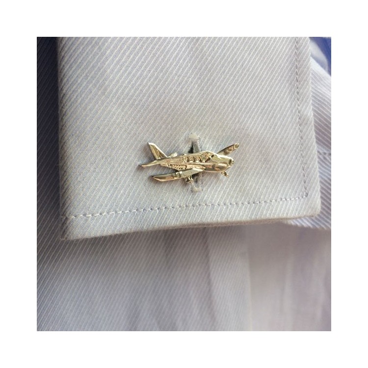 gemelos avion de plata personalizado