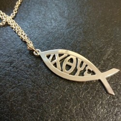 colgante Ichthys de plata de ley