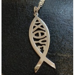 colgante Ichthys de plata de ley