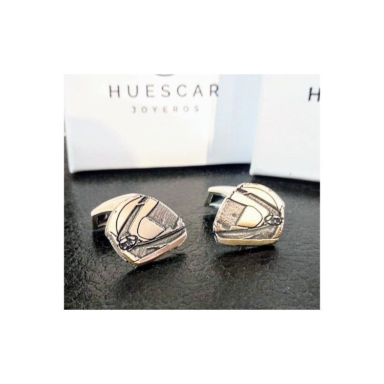 Gemelos Casco Moto en plata de ley fabricación artesanal Gemelos Casco Moto en plata de ley fabricación artesanal