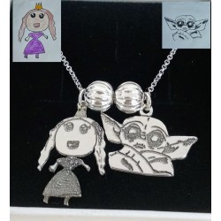 Colgantes DIBUJOS personalizados con cadena (plata de ley)