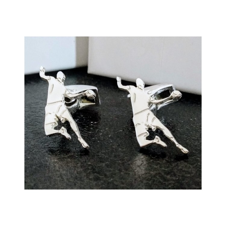 Gemelos balonmano en plata de ley fabricación artesanal