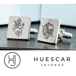 Gemelos dibujos  plata de ley ( cuadrados o rectangular)
