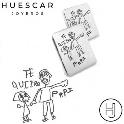 Gemelos dibujos  plata de ley ( cuadrados o rectangular)