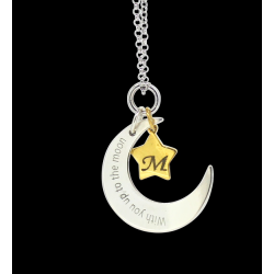 Colgante personalizado luna con estrella plata de ley bañado en oro