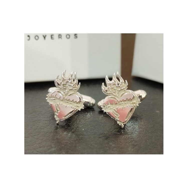 Gemelos Corazón de Jesús en plata de ley Gemelos Corazón de Jesús en plata de ley
