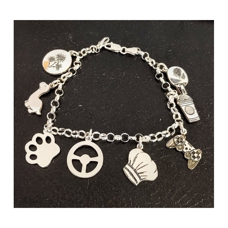 Pulseras personalizadas con colgantes plata de ley