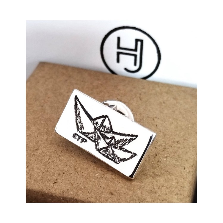 Pins grabados rectagular plata de ley