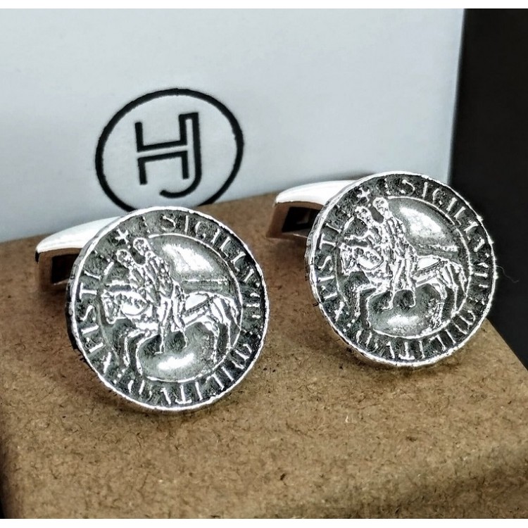 Gemelos Sello templario en plata de ley