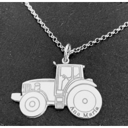 Colgante tractor personalizado + cadena  plata de ley