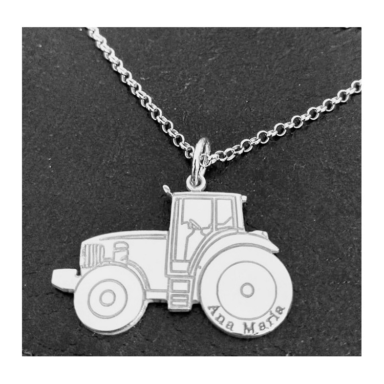 Colgante tractor personalizado + cadena  plata de ley