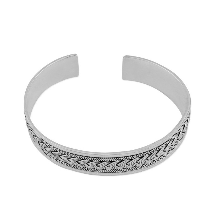 Pulseras de plata de ley rodiadas tipo brazalete