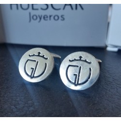 Gemelos personalizados para camisas de plata