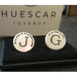 Gemelos personalizados para camisas de plata