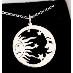 Colgante sol y luna plata de ley