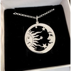 Colgante sol y luna plata de ley