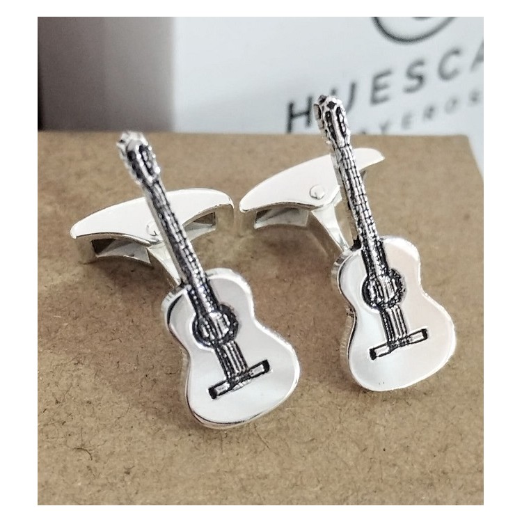 Gemelos guitarra española personalizada en plata de ley