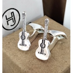 Gemelos guitarra española personalizada en plata de ley