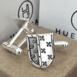 Gemelos  Escudos de Armas sin armadura en plata de ley