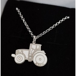 Colgante tractor personalizado + cadena  plata de ley