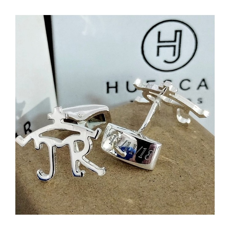 Gemelos Hierro ganadero en plata de ley