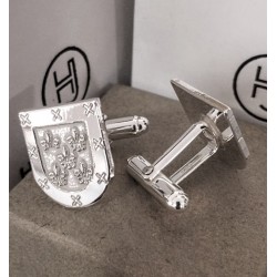 Gemelos  Escudos de Armas sin armadura en plata de ley