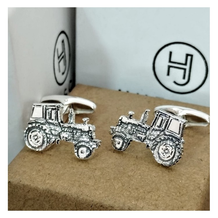 Gemelos tractor vintage plata de ley