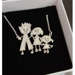 Collar personalizado dibujos de niños en plata de ley.