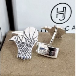 Gemelos baloncesto personalizados en plata de ley