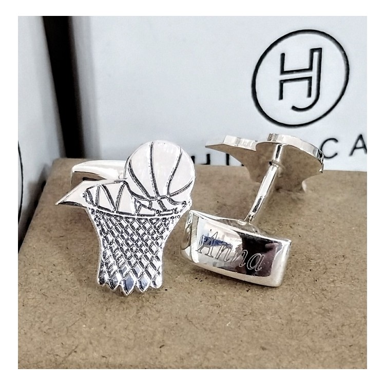 Gemelos baloncesto personalizados en plata de ley