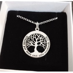 Colgantes árbol de la vida personalizado con cadena incluida plata de ley