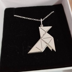 Colgante pajarita de papel plata de ley