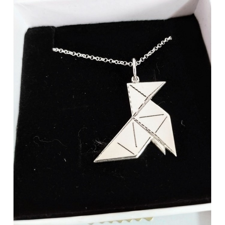 Colgante pajarita de papel plata de ley