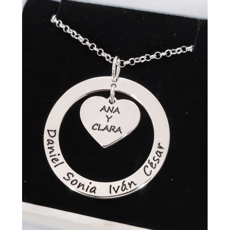 Colgante corazón + cadena en plata de ley personalizable