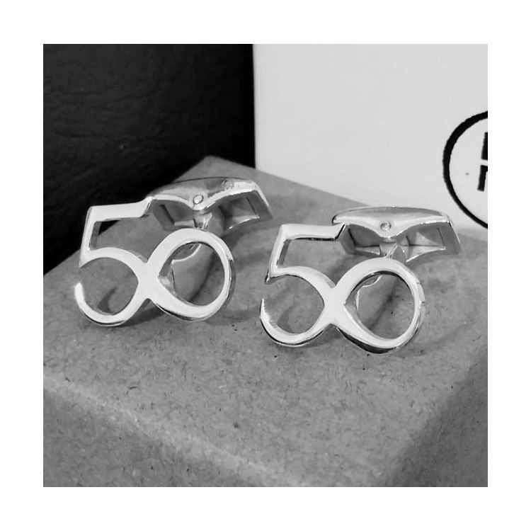Gemelos de 50 infinito aniversario en plata de ley