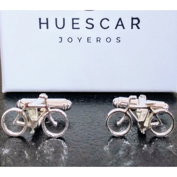 Gemelos Bicicleta carrera en plata de ley