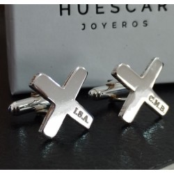 Gemelos personalizados X en plata de ley