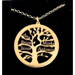 Collar arbol con 5 nombres plata de ley