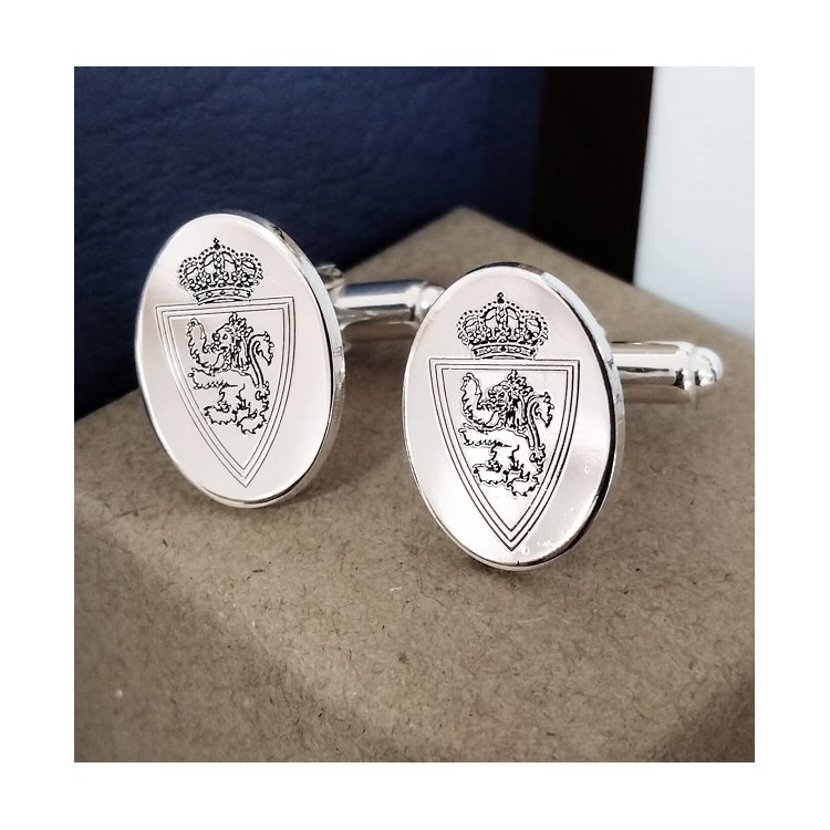 Gemelos ovalados personalizados en plata de ley