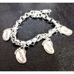 Pulseras personalizadas pies plata de ley