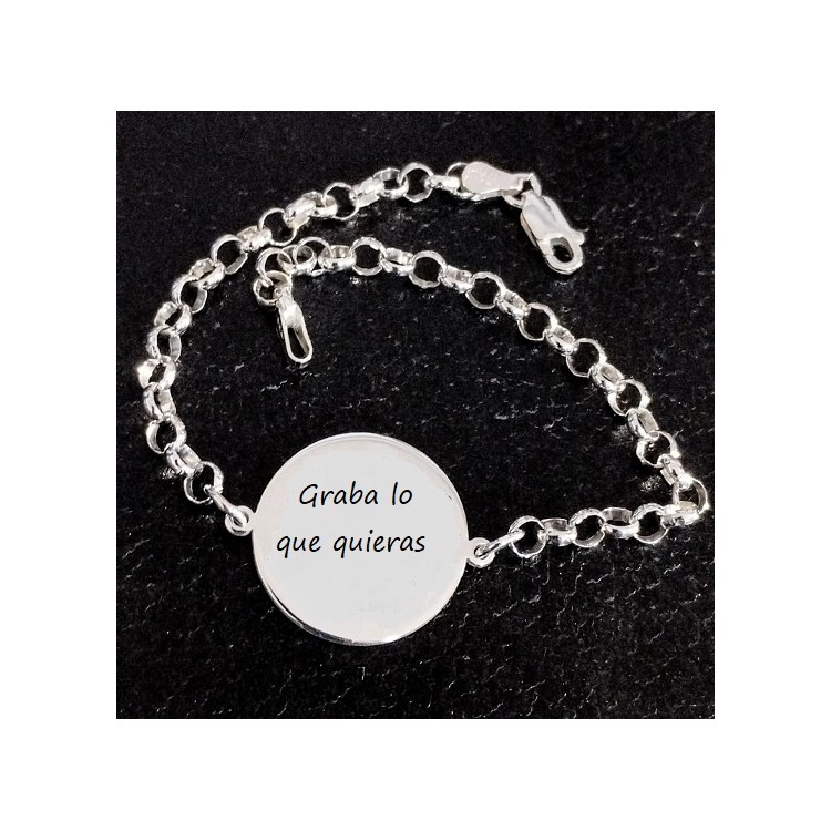 Pulseras personalizadas circular plata de ley