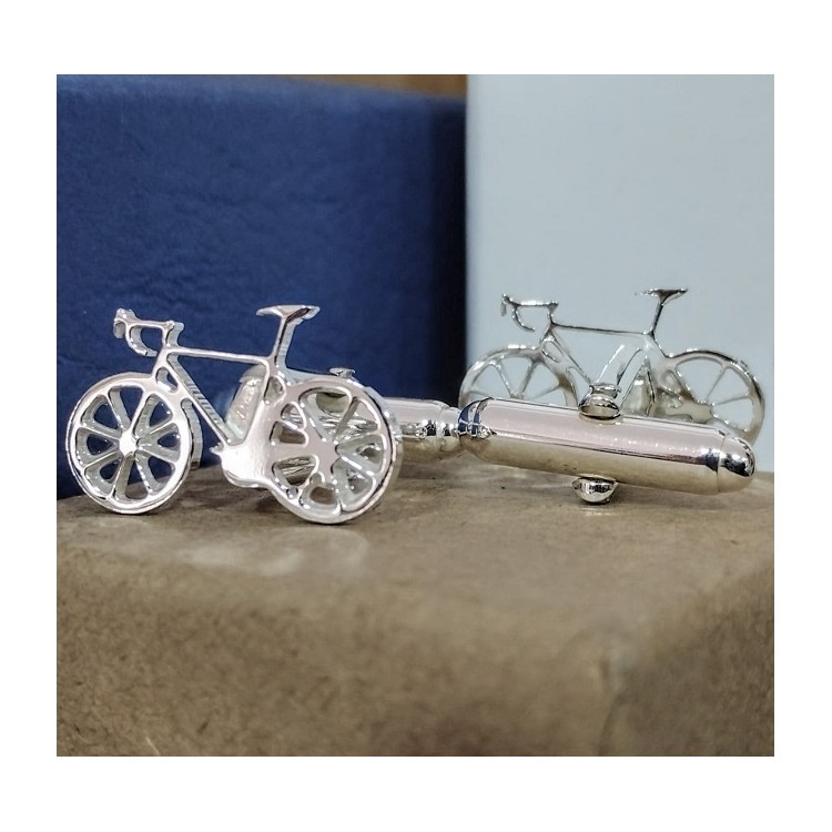 Gemelos Bicicleta en plata de ley fabricación artesanal
