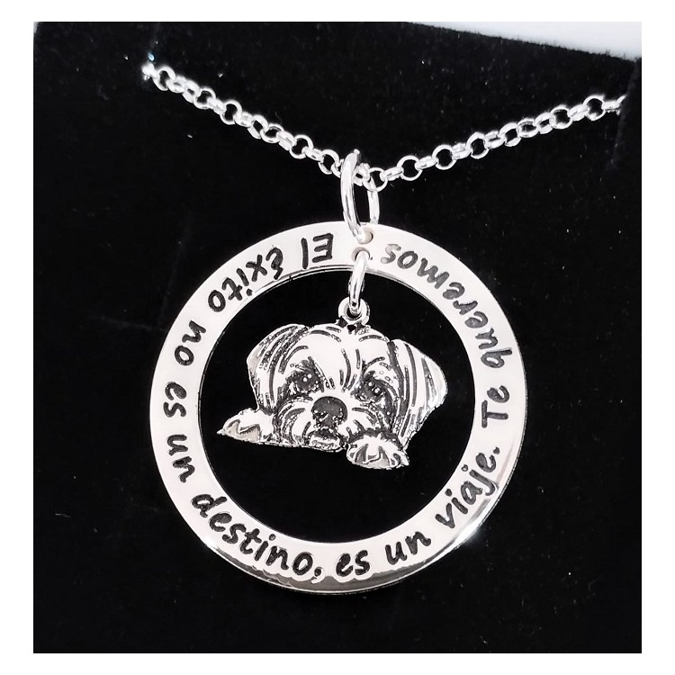 Colgante dibujo dentro de aro grabable plata de ley