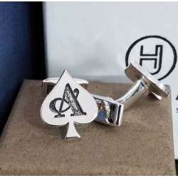 Gemelos "Poker" personalizados en plata de ley