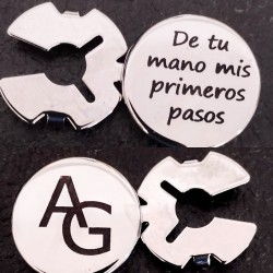 cubre botones personalizados metal color plata