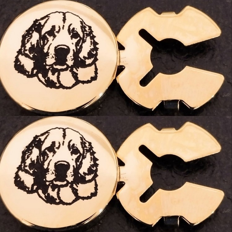 cubre botones personalizados dibujos metal color oro