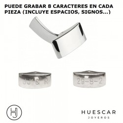 Gemelos personalizados en plata de ley 2  iniciales en relieve cuadrados